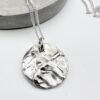 handmade sterling silver textured disc pendant necklace