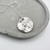 handmade sterling silver textured disc pendant necklace