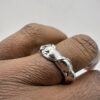 “handmade molten silver ring with organic textured band by Bohdee Jewellery”